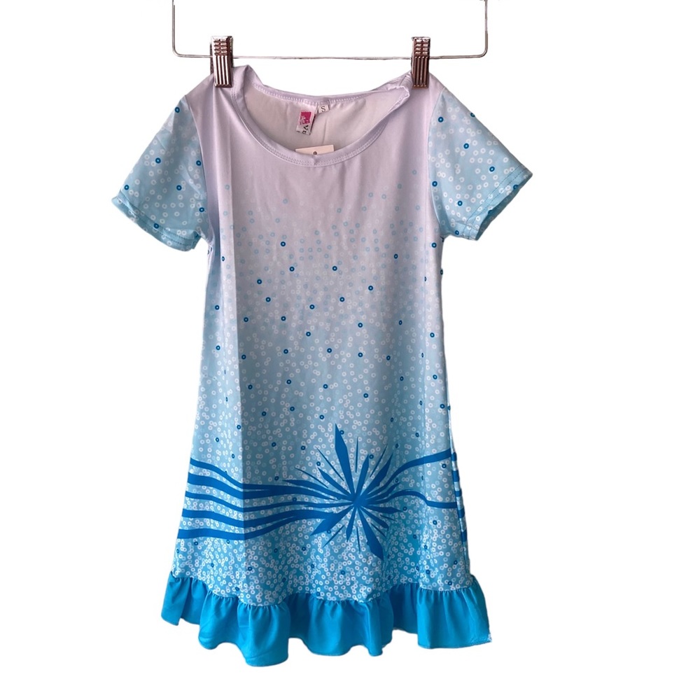 Vogue Fashion girls short sleeve dress blue ombré small